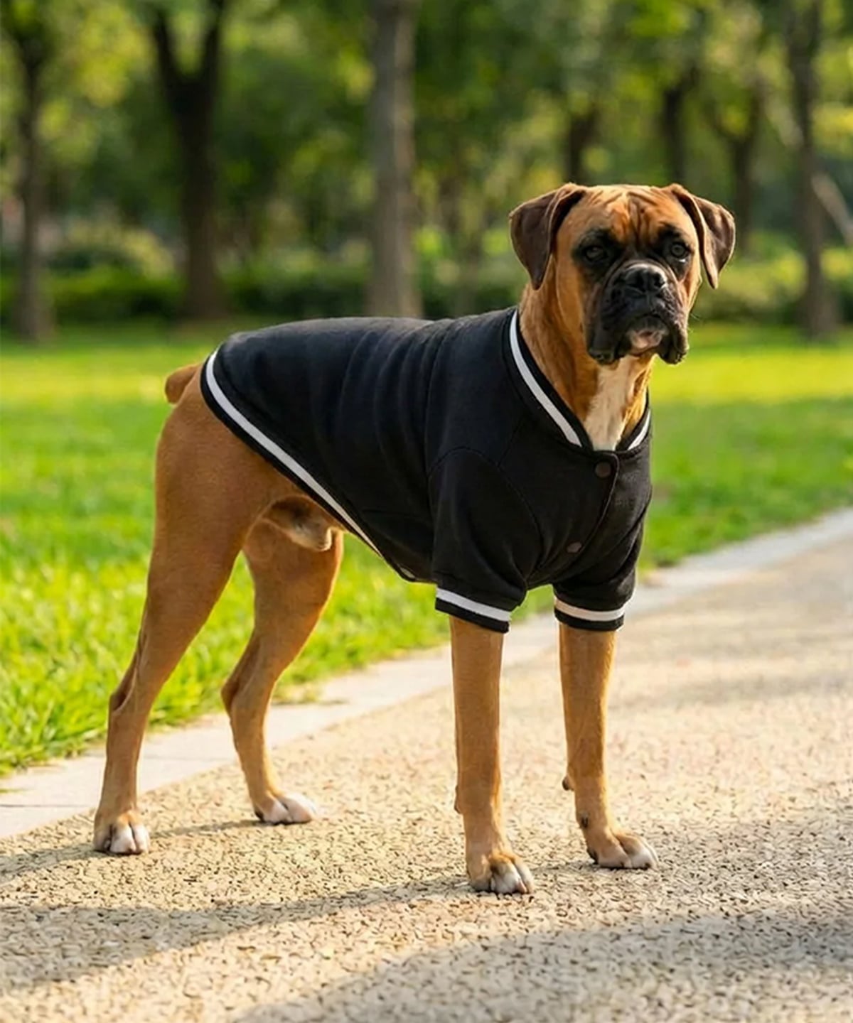 Dog Varsity Jacket shown in use