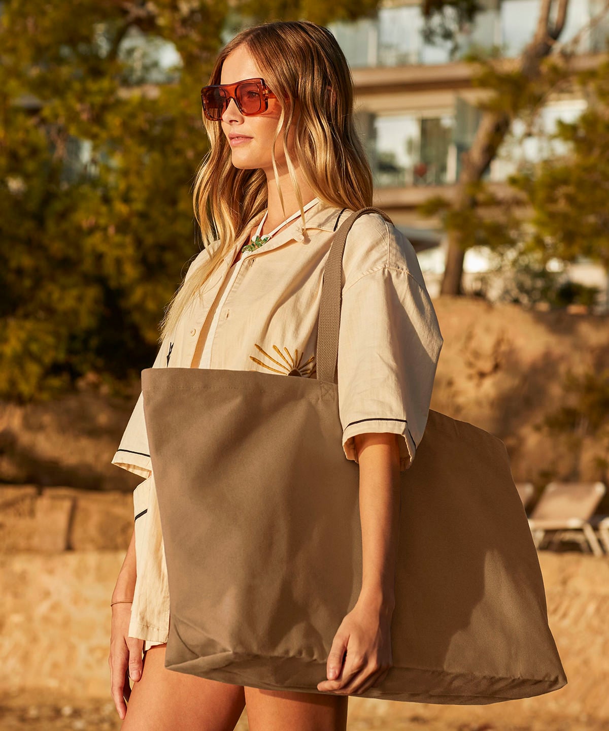 Oversized Canvas Tote Bag shown in use